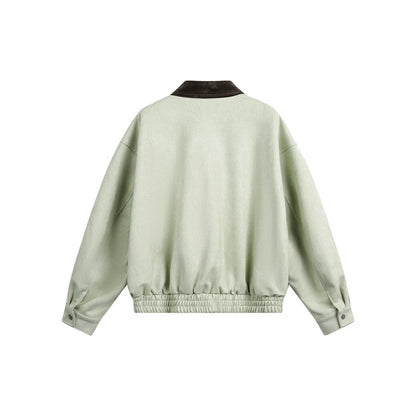 Unisex Short Cropped Boxy Blouson Jacket with Cord Collar and Elastic Waist EVA-US