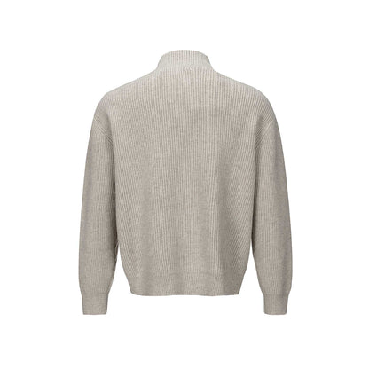 Unisex Short Ribbed Knit Zipper with High Stand Collar and Slim Fit EVA-US