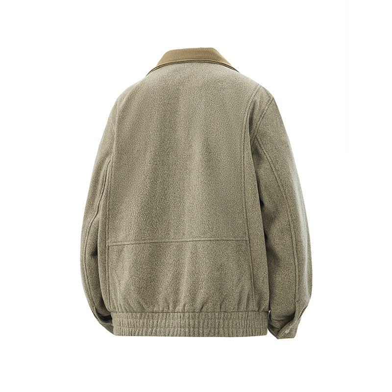 Men's short-cut fleece jacket with cord collar and quilted lining EVA-US