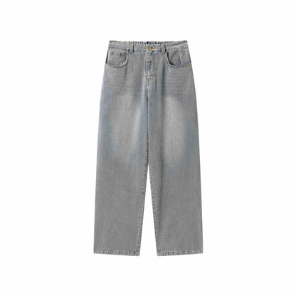 Women's jeans pants with wide leg, high waist and front center slit EVA-US