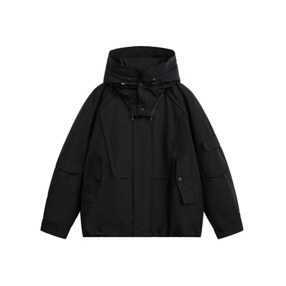 Men's Oversize Functional Parka with High Stand-Up Hood and Utility Pockets EVA-US
