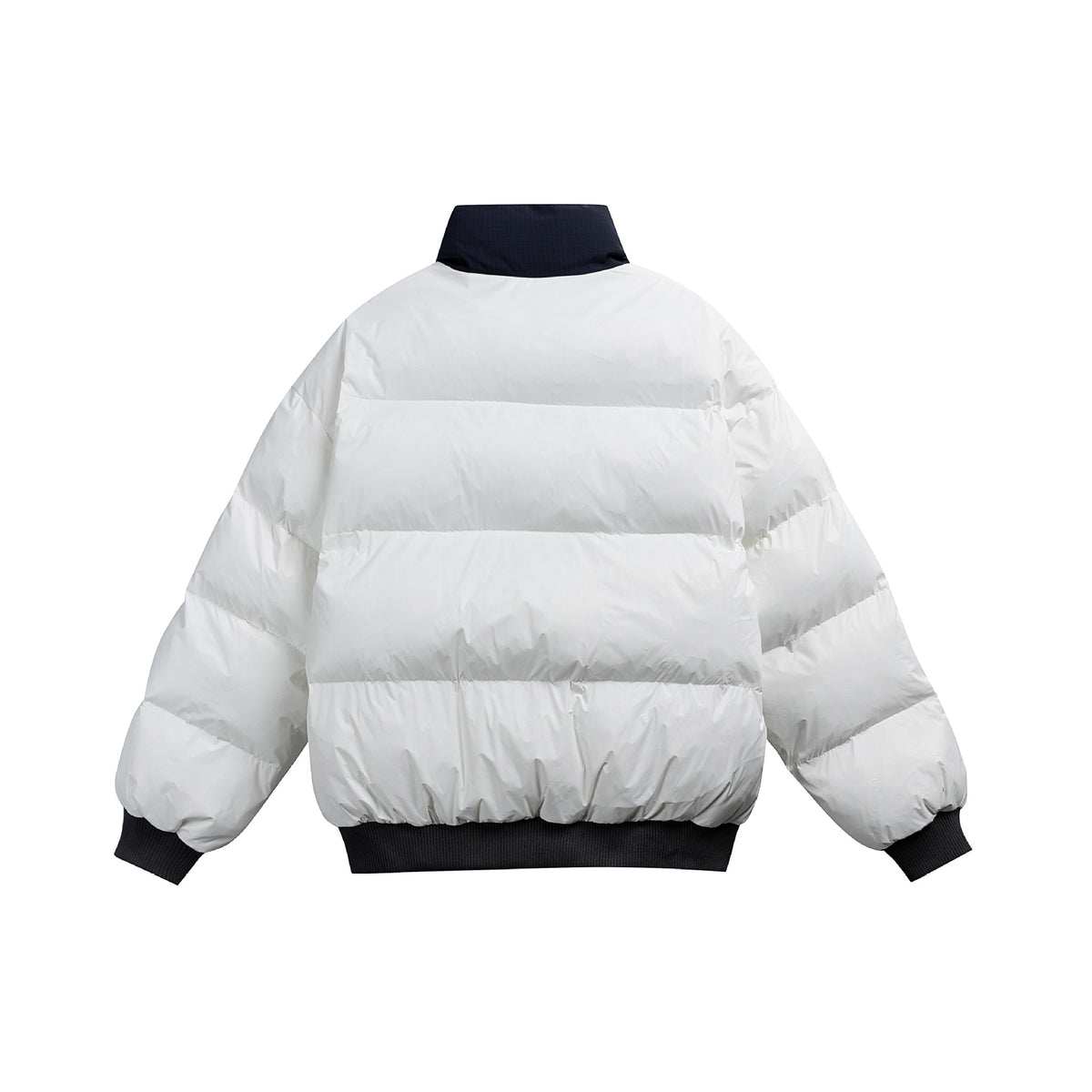 Unisex Short Cut Ultrathin Down Look Puffer with High Standing Collar and Ribbed Cuff EVA-US