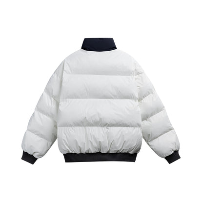 Unisex Short Cut Ultrathin Down Look Puffer with High Standing Collar and Ribbed Cuff EVA-US