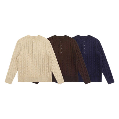 Women's knit cardigan with cable pattern and round neck EVA-US