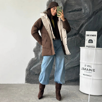 Women's padded double-breasted parka with removable quilted inner vest EVA-US