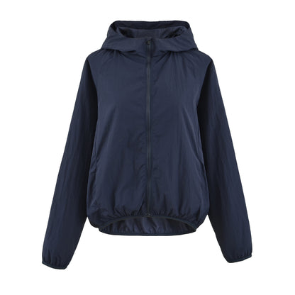 Women's Ultralight Hooded Windbreaker with Extended Back Hem and Elastic Hem EVA-US