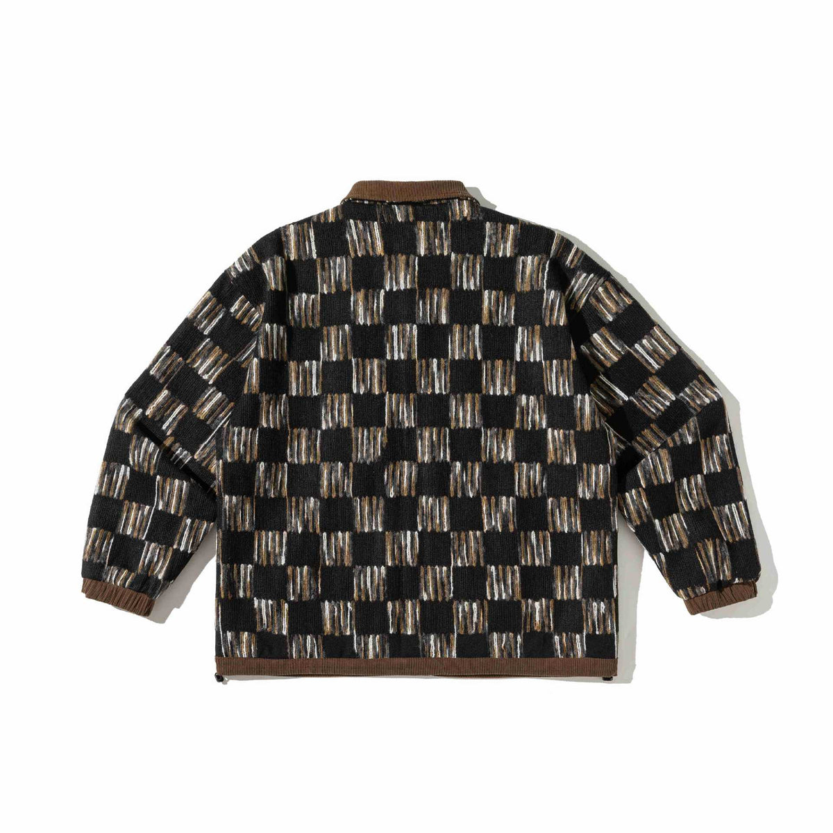 Men's patterned wool blend overshirt jacket with cord collar and flap pockets EVA-US