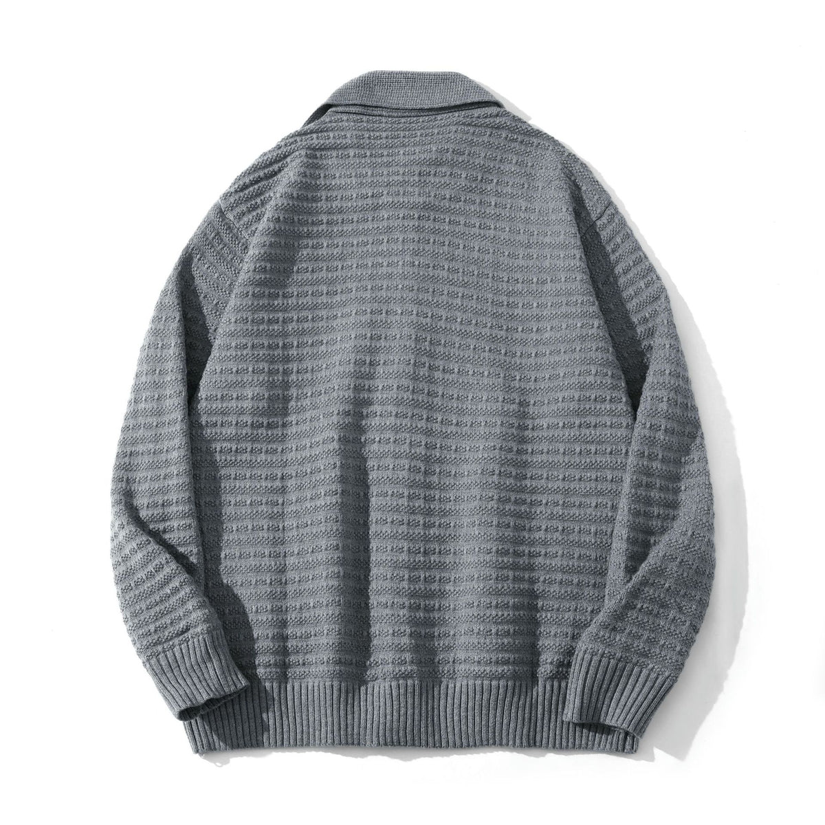 Unisex Structured Zip Knit Cardigan with Large Notch Collar EVA-US