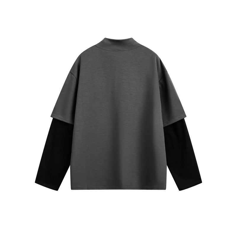 Unisex Oversize-Layer-Long Sleeve Shirt with Integrated Insert and Stand-up Collar EVA-US