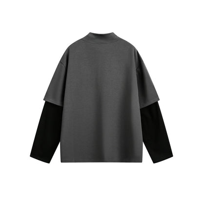 Unisex Oversize-Layer-Long Sleeve Shirt with Integrated Insert and Stand-up Collar EVA-US