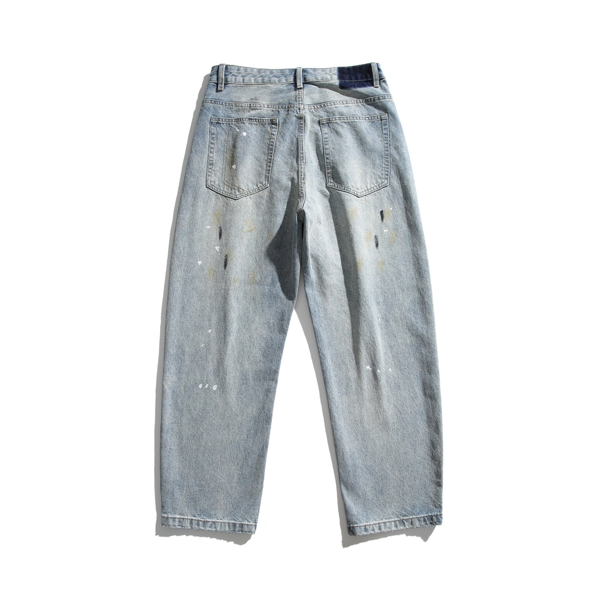 Unisex Casual Relaxed-Fit Jeans with High Waist and Paint-Distress EVA-US
