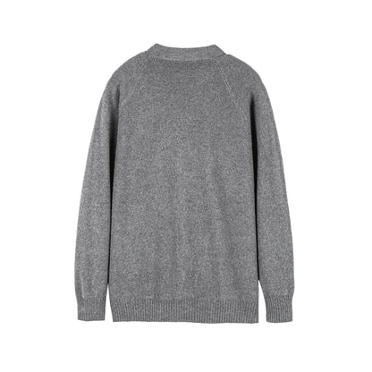Unisex Boxy Knit Zip Jacket with Zipper and Structured Seam EVA-US