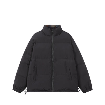 Unisex Boxy-Short Parka with quilted insulation, drawstring hem and plaid lined collar EVA-US