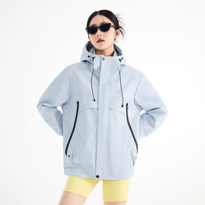 Women's technical waterproof oversized parka with hood and concealed zip pockets EVA-US