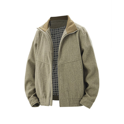 Men's short-cut fleece jacket with cord collar and quilted lining EVA-US