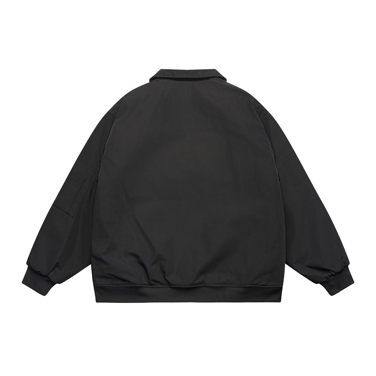 Unisex Short Cut Boxy Bomber Jacket with Quilted Contrast Lining, Utility Patch Pockets and Ribbed Hem EVA-US