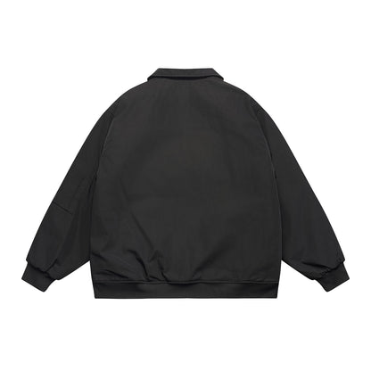 Unisex Short Cut Boxy Bomber Jacket with Quilted Contrast Lining, Utility Patch Pockets and Ribbed Hem EVA-US
