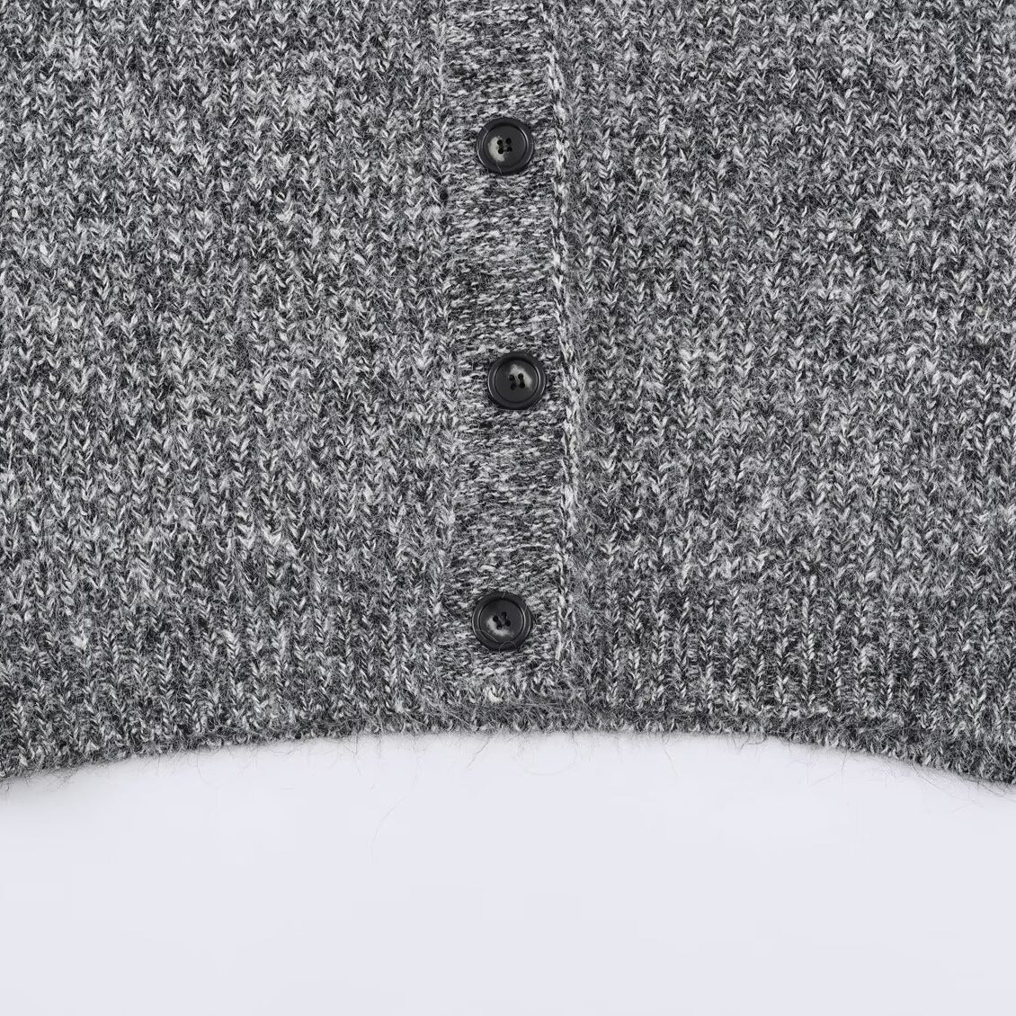 Women Oversized Chunky Knit Cardigan with Deep V-Neck, Ribbed Texture and Balloon Sleeves EVA-US