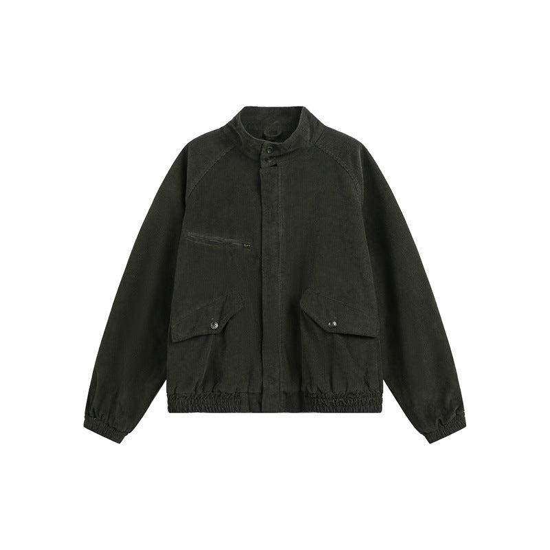 Unisex cord jacket in a casual boxy cut with a stand-up collar and functional flap pockets EVA-US