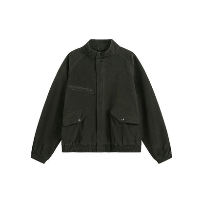 Unisex cord jacket in a casual boxy cut with a stand-up collar and functional flap pockets EVA-US