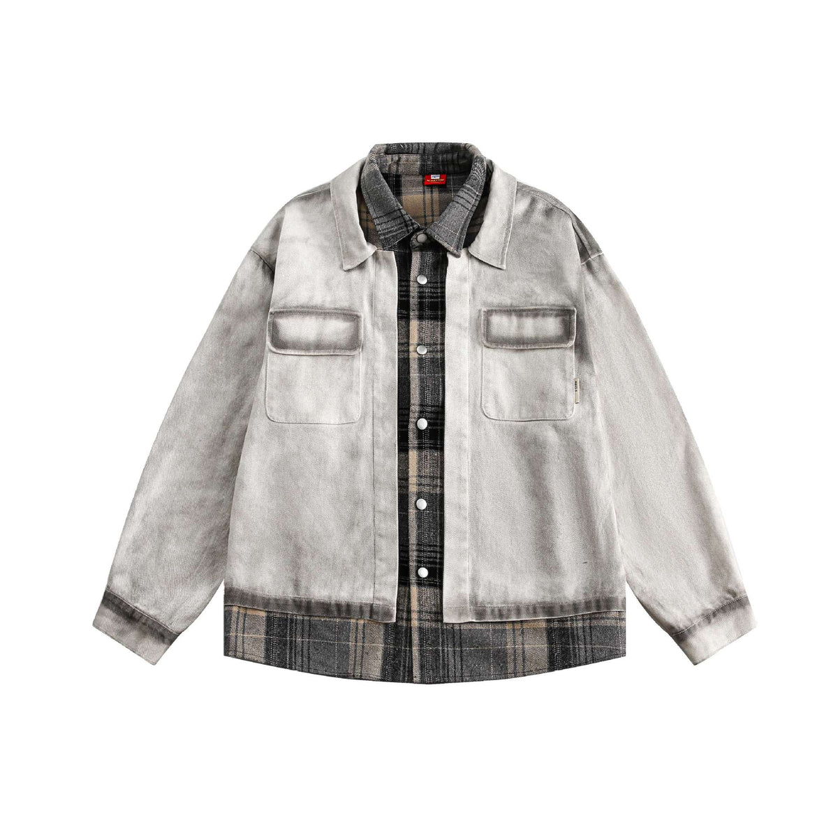 Men's Layered Overshirt in Workwear Style with Patch Chest Pockets EVA-US
