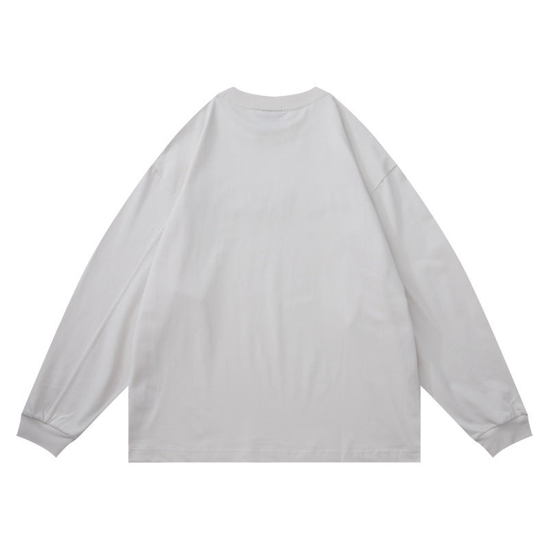Unisex Oversize-Longsleeve Shirt with Chenille Logo and Round Neck EVA-US