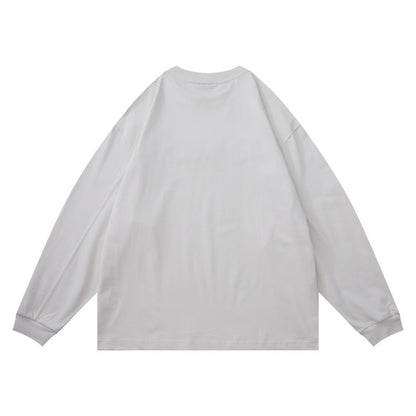 Unisex Oversize-Longsleeve Shirt with Chenille Logo and Round Neck EVA-US