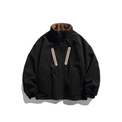 Unisex Technical Softshell Jacket with Fleece Lining and Vertical Chest Zippers EVA-US