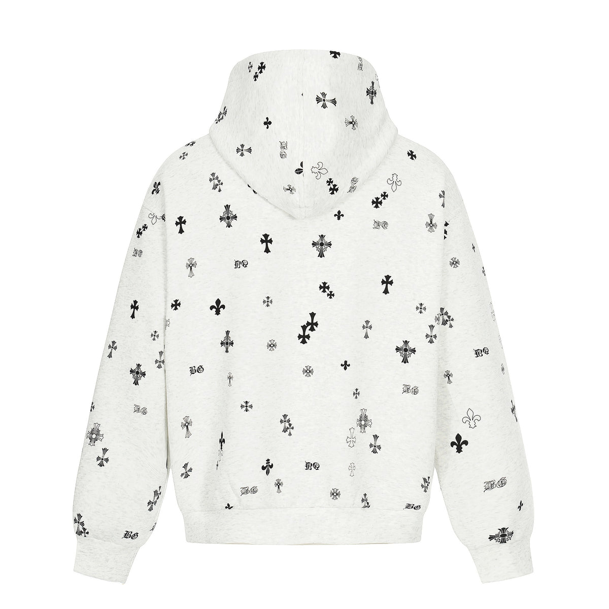 Unisex Boxy Hoodie Jacket with Half Zipper and Allover Print EVA-US