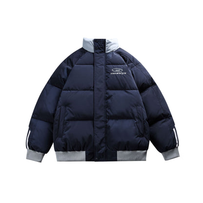 Unisex Short-cut padded bomber jacket with high stand-up collar and contrasting ribbed hems EVA-US