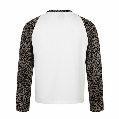 Women's long sleeve shirt in raglan style with leopard sleeves and waffle texture EVA-US