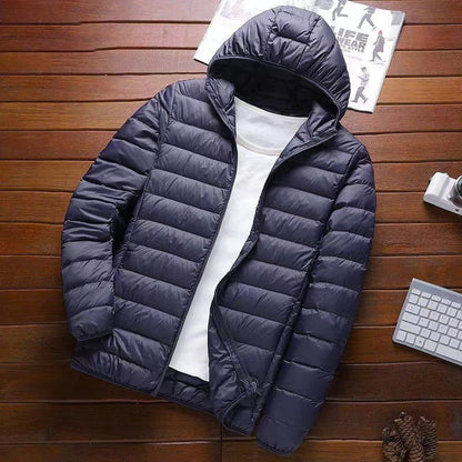 Men's nano ultra-light hooded padded jacket with pack function and windproof shell EVA-US