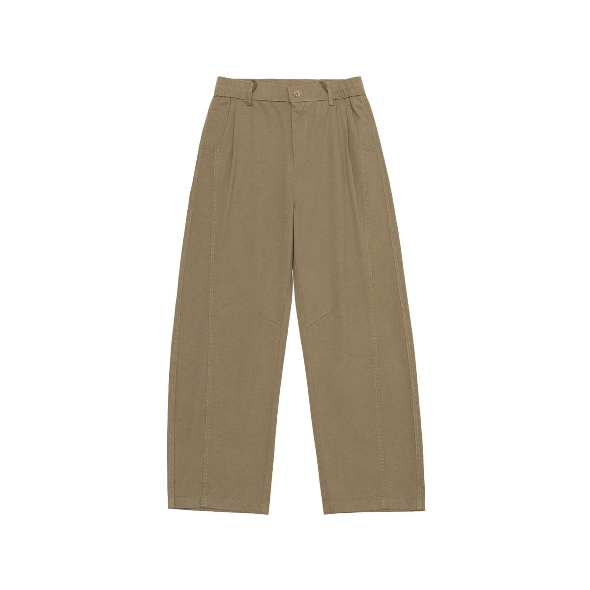 Women High-waisted Culotte Cargo Pants with distinctive seams and elastic back waistband EVA-US