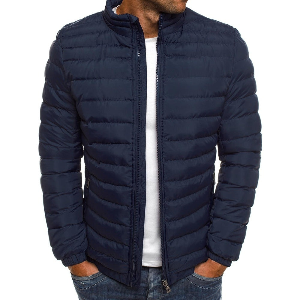 Men's lightweight quilted jacket with high collar and practical pockets EVA-US