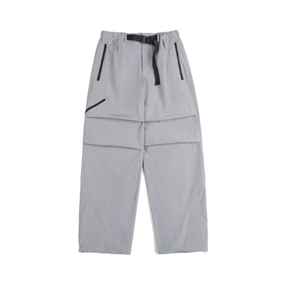 Unisex Technical Cargo Capri Pants with Elastic Waistband, Integrated Belt, and Waterproof Zippers EVA-US