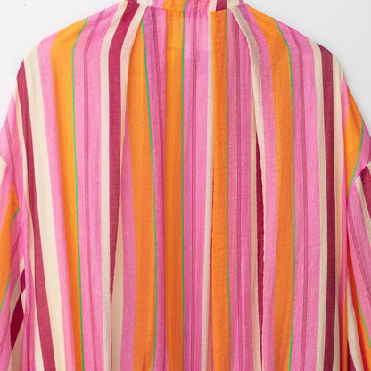 Women's Striped Transitional Bomber Jacket with Balloon Sleeves EVA-US
