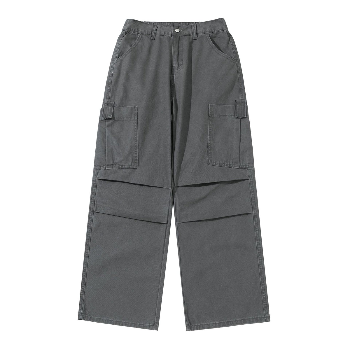 Women's Wide High-Waist Cargo Pants with Patch Pockets and Reinforced Knees EVA-US
