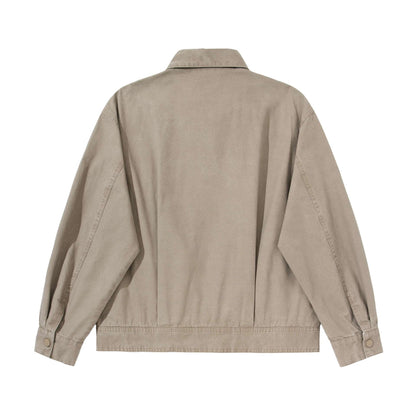 Men's Short Blouson in Vintage-Washed Canvas with Two-Way Zipper EVA-US