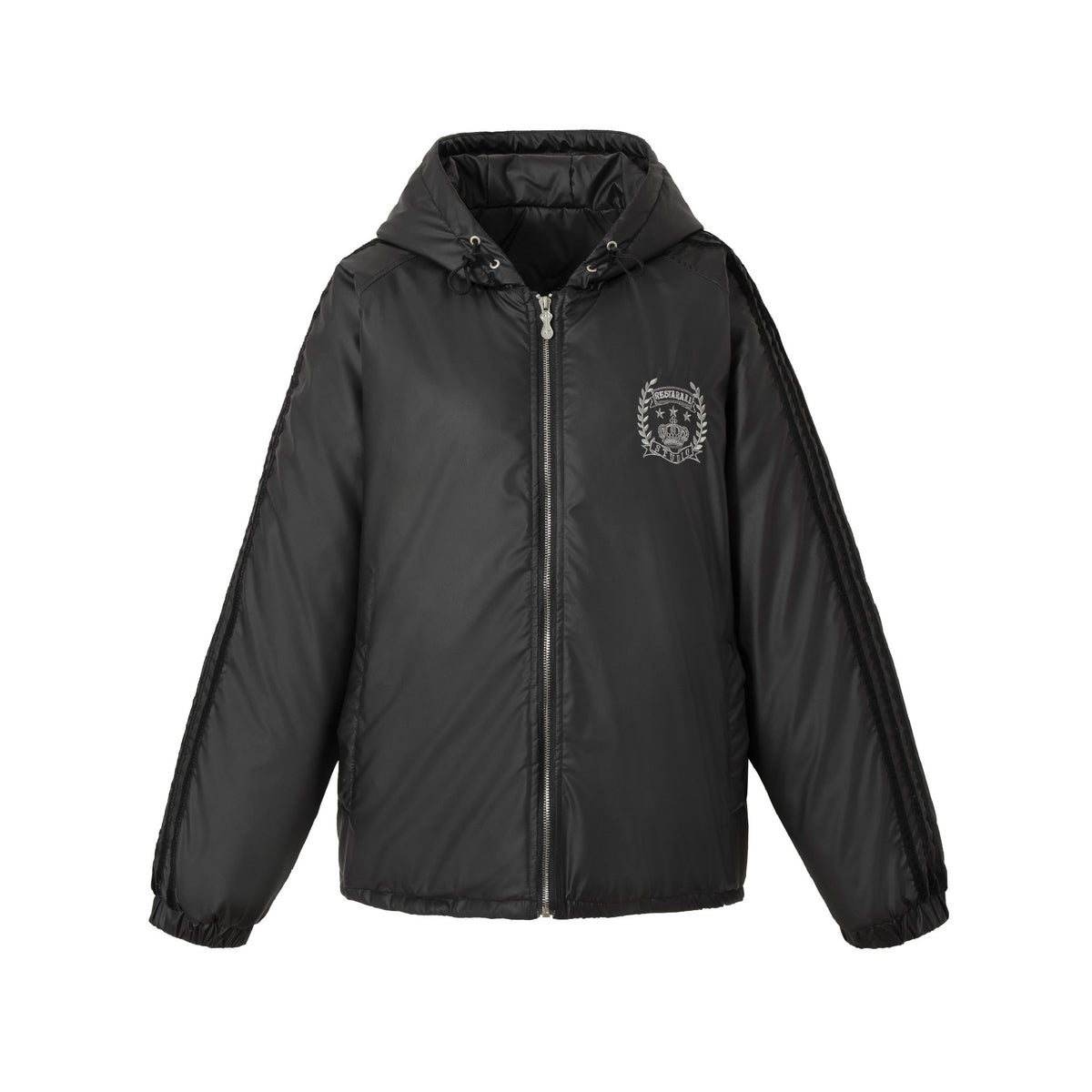 Unisex Boxy-padded Hoodie with Embroidered Coat of Arms EVA-US