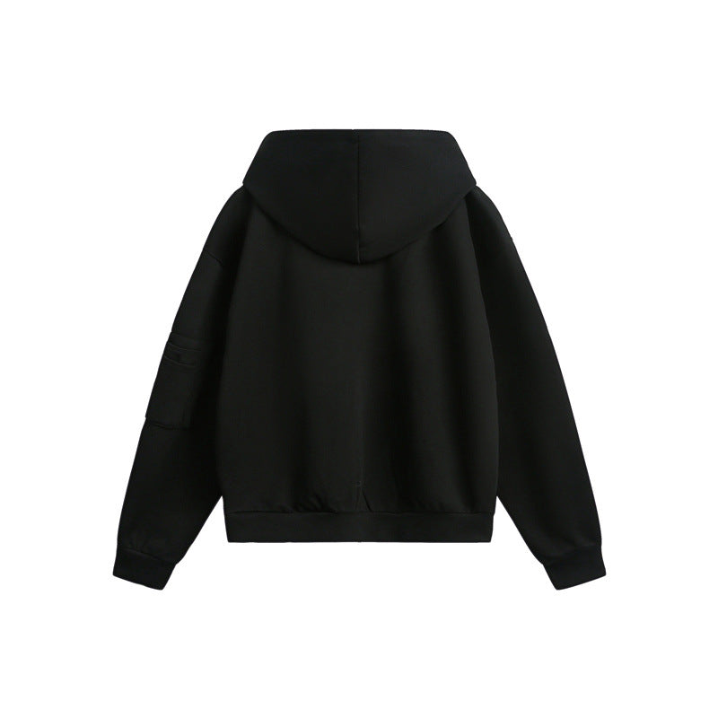 Unisex Oversize Hoodie Zip Jacket with Dragon Print and Arm Pocket EVA-US
