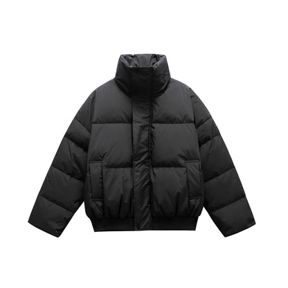Unisex Boxy padded short jacket with high stand collar and elastic hem EVA-US