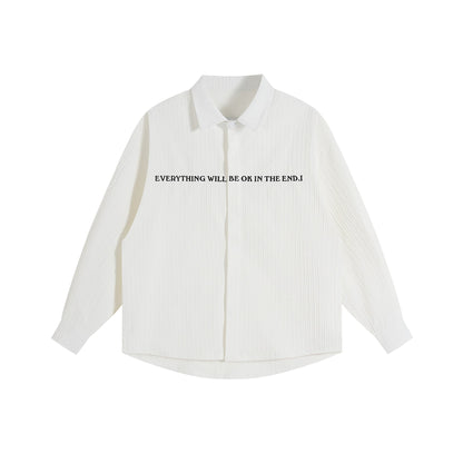 Unisex Oversize Textured Shirt Jacket with Concealed Button Placket and Statement Embroidery EVA-US