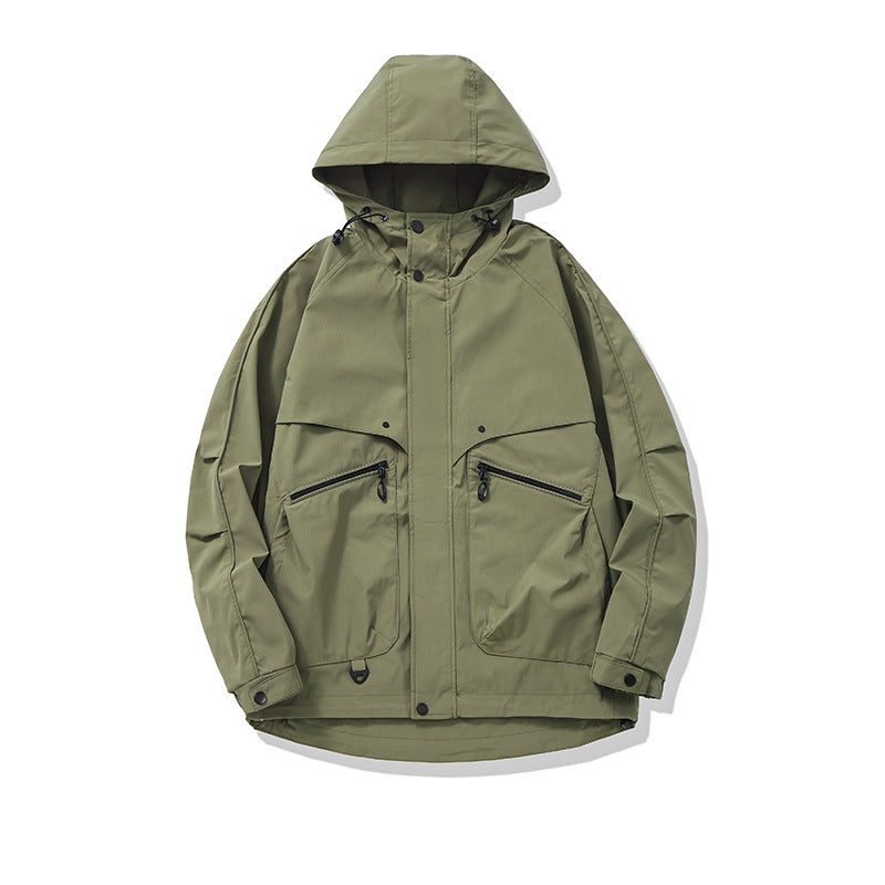 Unisex Technical Utility Field Jacket with Hood and Multiple Zipper Pockets EVA-US