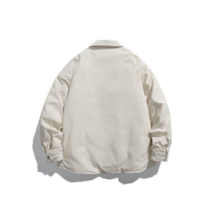 Unisex Padded Coach Jacket with Check Lining and Snap Button Placket EVA-US