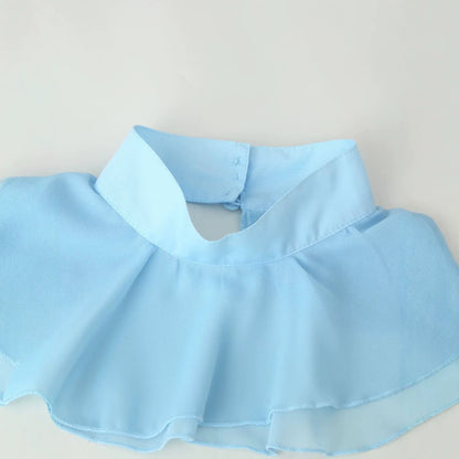 Ladies ruffle blouse with stand-up collar, ruffle details and waist belt EVA-US