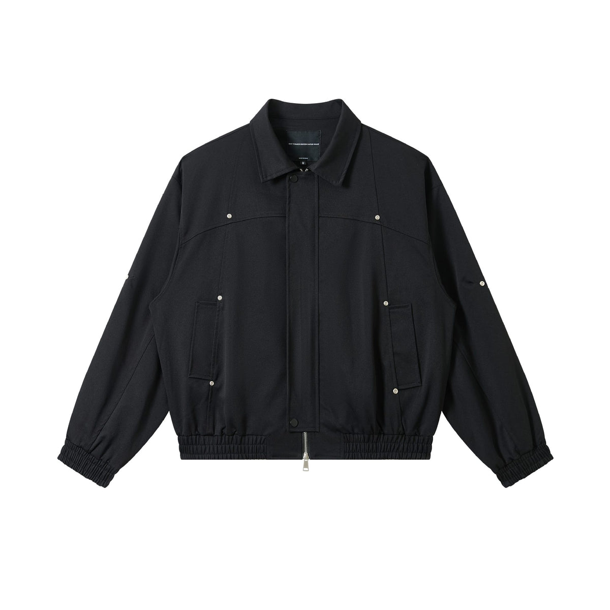 Unisex Short-cut technical blouson jacket with concealed front flap and elastic hem EVA-US