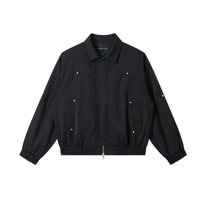 Unisex Short-cut technical blouson jacket with concealed front flap and elastic hem EVA-US