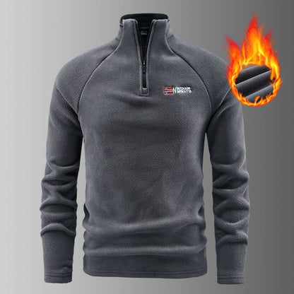 Men's warming microfleece pullover with half zip, ergonomic raglan sleeves, and cozy inner structure EVA-US