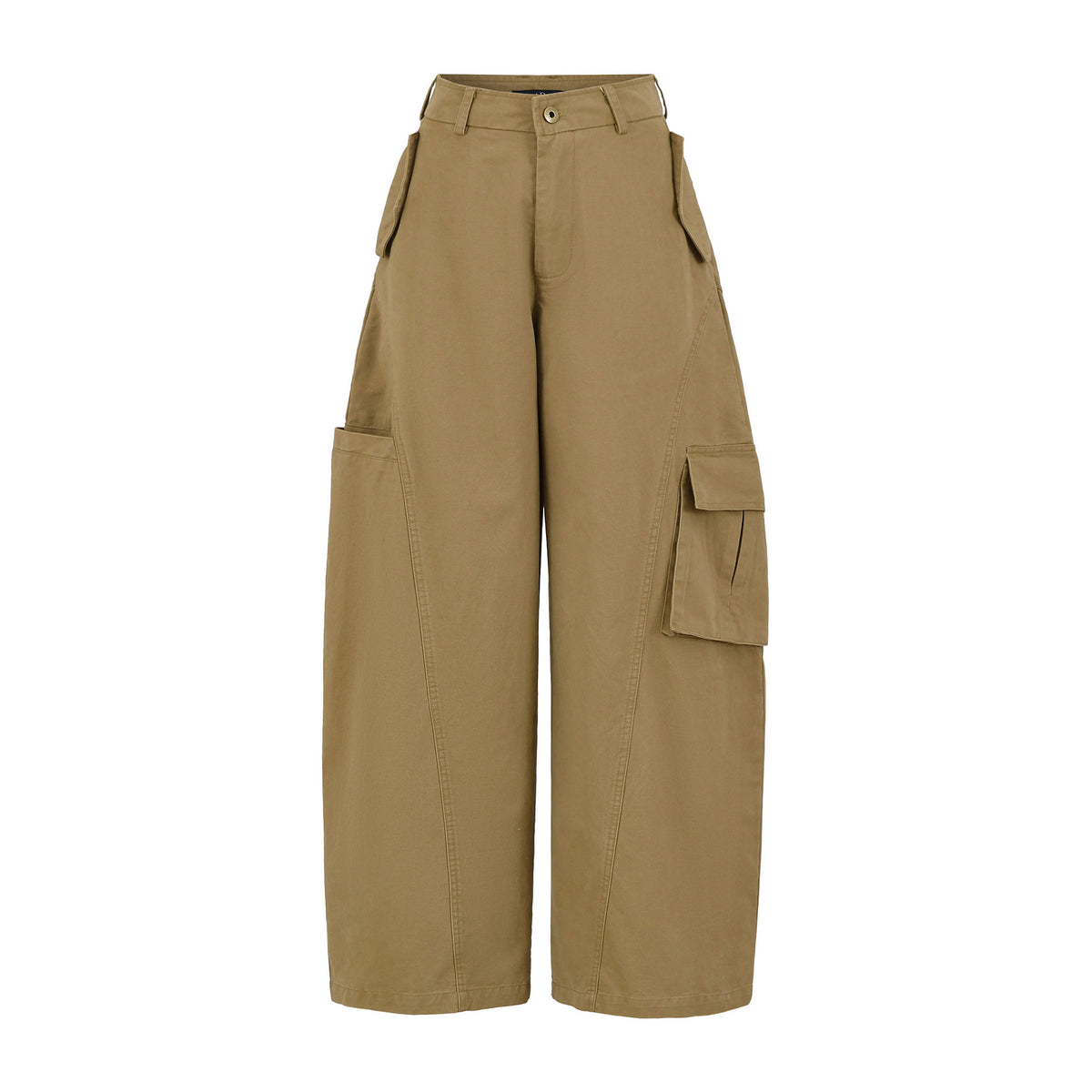Women's Cropped Cargo Pants with High Waist, Wide Leg, and Flap Pockets EVA-US