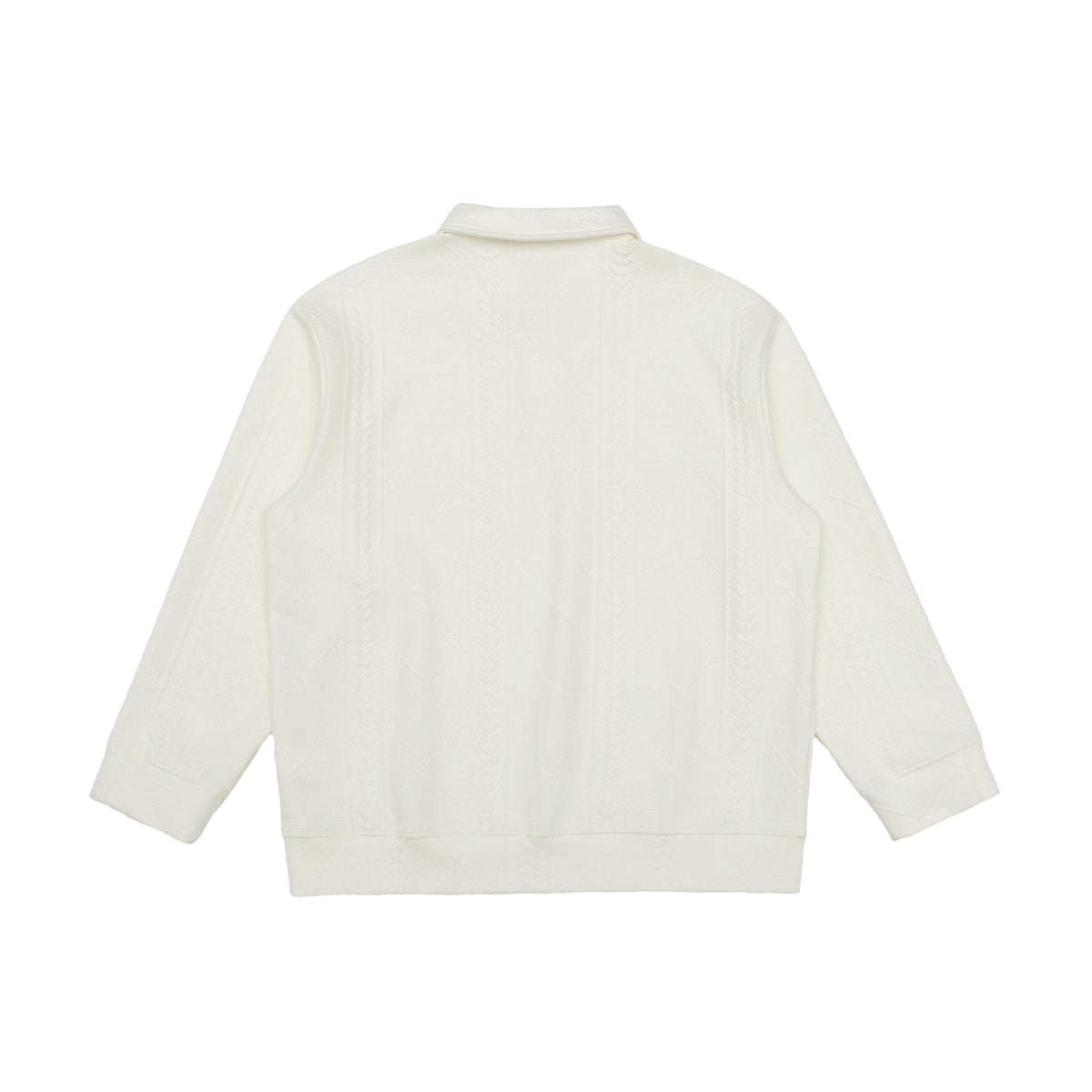 Unisex Structured Polo Sweater with Shirt Collar and Cable Pattern EVA-US